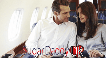 young girl with her sugardaddy on a plane